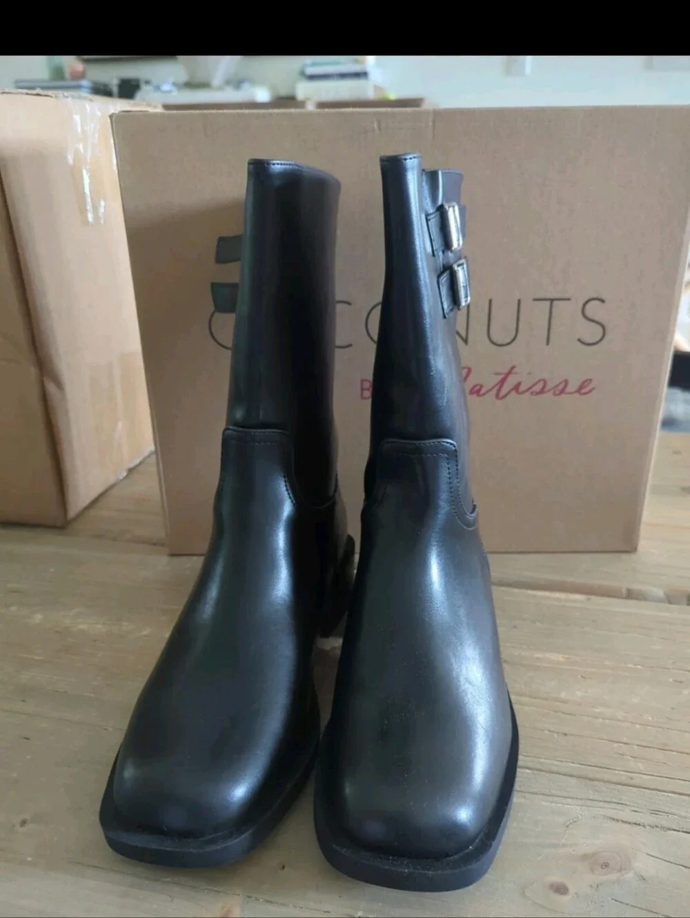 COCONUTS by Matisse Basil Square Toe Pull On Motorcycle Womens Black Casual 8